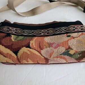 Fabric Multicolor Floral Crossbody Bag 12" x 5.75"
